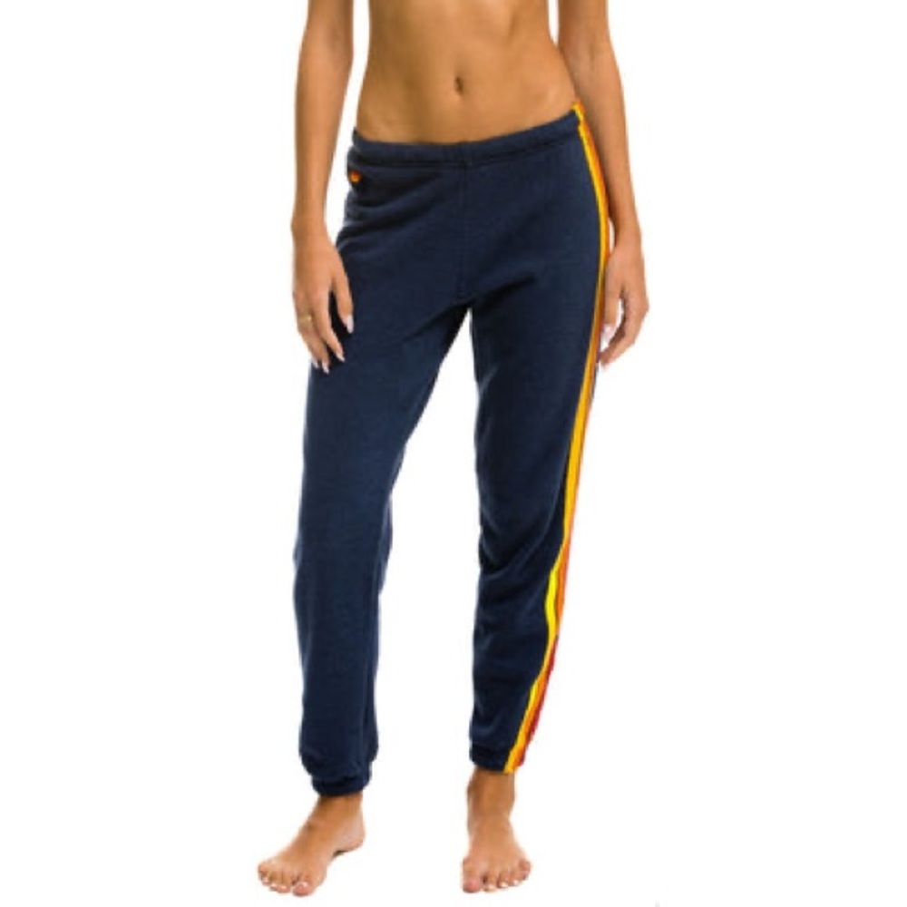 Aviator Nation Stripe Sweatpants in Navy - Picture 3 of 9